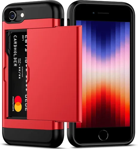 Vista 8 de Nvollnoe Funda para iPhone SE Funda 2022/iPhone SE 2020/7/8 Funda con Soporte para Tarjetas de Servicio Pesado Protectora de Doble Capa Resistente a