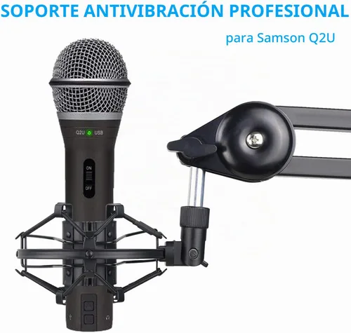 Vista 2 de SUNMON Q2U USB/XLR Soporte de montaje de micrófono para reducir la vibración y el ruido, adecuado para Samson Q2U USB/XLR Dynamic Mic Montaje