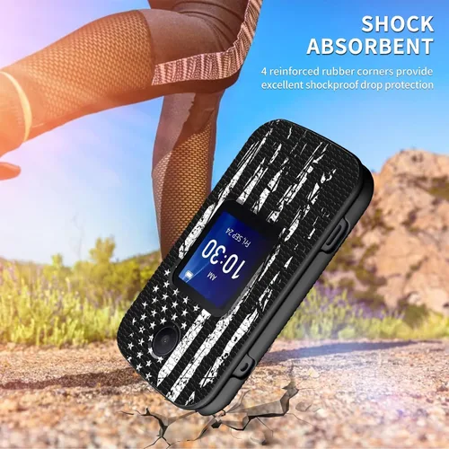 Vista 5 de Alcatel Go Flip 4 - Funda con protector de pantalla de vidrio templado, soporte antideslizante, a prueba de golpes, elegante funda de policarbonato