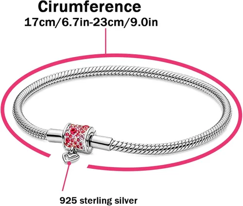 Vista 4 de idudu Snake Charm Bracelet,Chrysanthemum buckle S925 sterling silver Jewelry Snake Chain Bracelet Fit Any Charm Gift for Women Girls