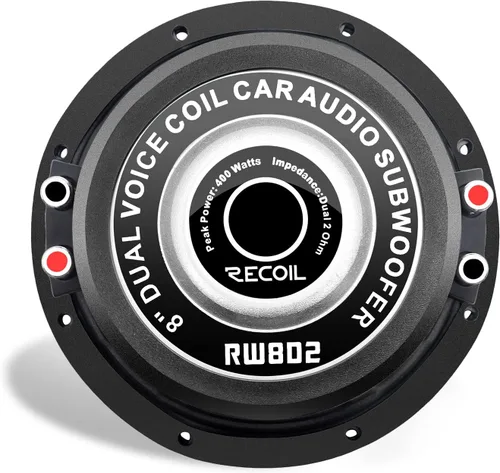 Vista 5 de RECOIL RW8D2 8 pulgadas 400W Potencia Dual 2 Ohm Bobina de voz Subwoofer de audio para coche