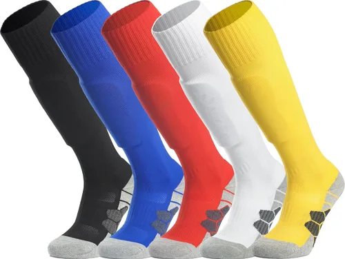Vista 21 de APTESOL - Calcetas de fútbol hasta la rodilla (paquetes de 1/3/5) Calcetas acojinadas para niños, jóvenes, adultos, para equipos deportivos OTC