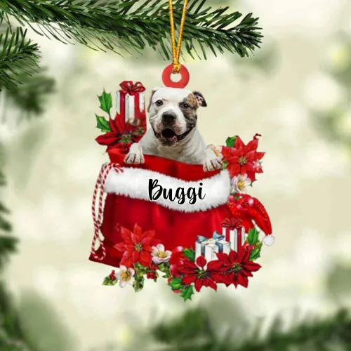Vista 49 de Perro Akita Inu personalizado en bolsa de regalo, adorno de Navidad, nombre personalizado, regalo para amantes de los perros, familia, Navidad