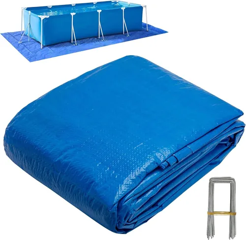 Vista 10 de codree Paños rectangulares de suelo de piscina de 20 x 12 pies, almohadilla de revestimiento de polietileno impermeable para piscina, resistente