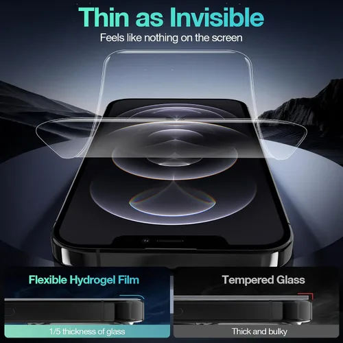 Vista 5 de Paquete de 3 protectores de pantalla flexibles para iPhone 12 Pro Max, película de hidrogel de TPU suave irrompible para iPhone 12 Pro Max