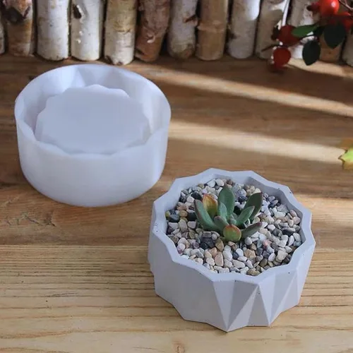 Vista 5 de Molde de silicona para macetas de bricolaje, plantas suculentas de concreto, jarrón de yeso, moldes de cemento, molde de arcilla, soporte