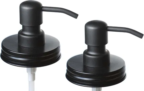 Vista 11 de Jarmazing Products Tapas dispensadoras de jabón para tarros de masón negro, paquete de un paquete, para todos los frascos de conservas de boca Acero