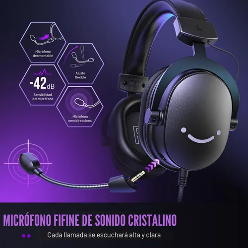 Vista 2 de FIFINE Paquete de auriculares para juegos y micrófono dinámico XLR, juego de auriculares USB con sonido envolvente 7.1 para PS5/PS4, micrófono