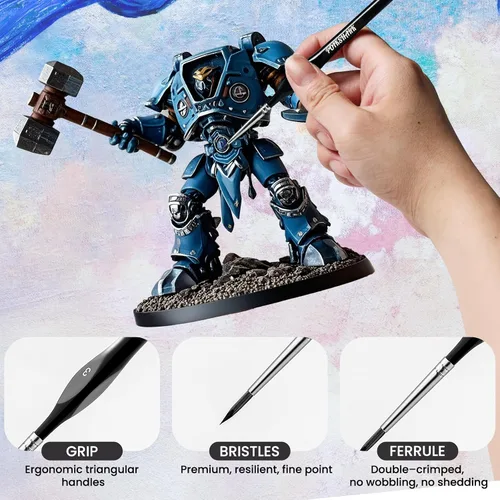 Vista 6 de Juego de 15 pinceles de pintura con microdetalles con estuche portátil para pintura al óleo, acuarela y acrílica, juego de pinceles de pintura