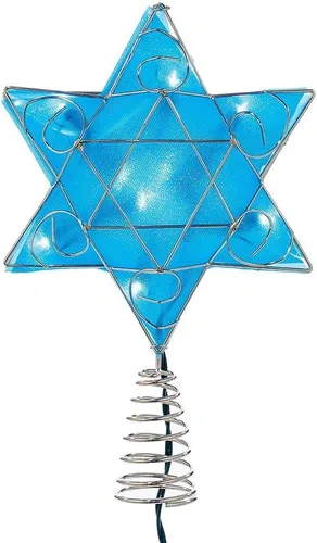 Vista 2 de Kurt Adler UL 10 Luz LED Estrella de Hanukkah Plateada y Azul con Efecto de Brillo para Árbol
