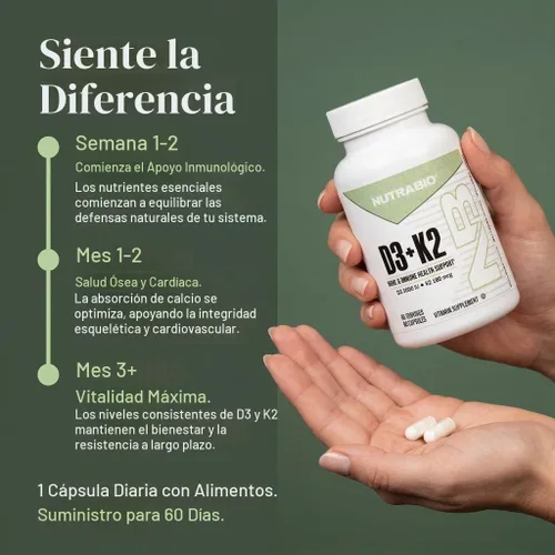 Vista 5 de NutraBio Vitamina D3 K2 5000 UI D3 como colecalciferol con vitamina K2 como MENA-Q MK7 (180 mcg) Apoya la salud ósea y cardíaca Sin OMG, sin