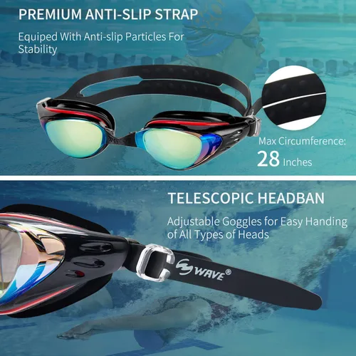 Vista 7 de Gafas de natación ópticas para personas con miopía, a prueba de fugas, antivaho y con protección ultravioleta, para adultos, hombres y mujeres