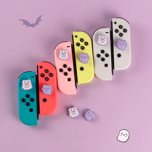 Vista 2 de BLINGKIYO 4 tapas de agarre para el pulgar de Halloween, cubierta analógica para Switch OLED Joycon, tapas de agarre de pulgar para Switch & Switch