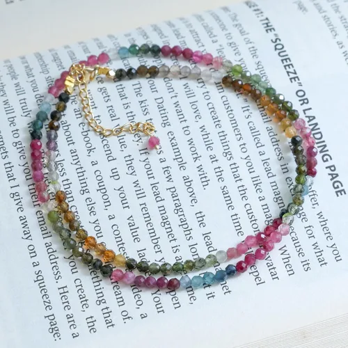 Vista 17 de Gempires - Collar de cuentas de piedras naturales hechas a mano, joyería de cristal hipoalergénica de 20 pulgadas, chapado en oro, joyería de moda