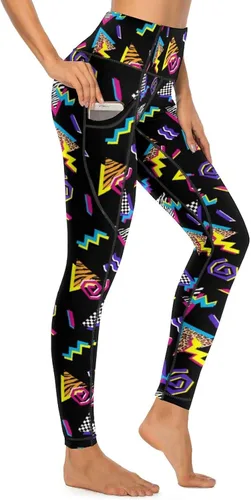 Vista 5 de ulxjll Pantalones de yoga de cintura alta con control de abdomen de los años 90 con bolsillos, leggings deportivos para fitness
