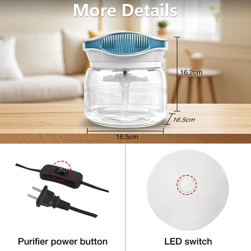Vista 5 de Purificadores de aire de agua para el hogar, difusor de aroma para lavadora de aire, humidificador de lavado de filtro de aire, aceites esenciales