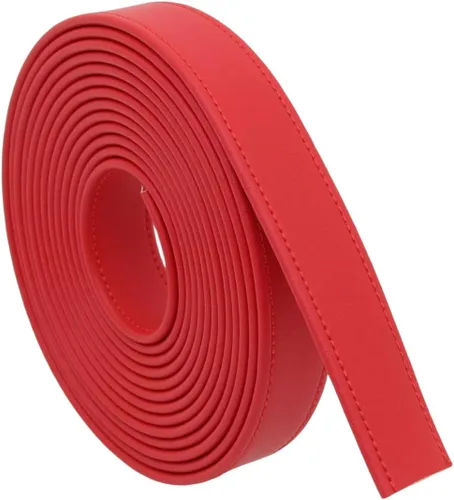 Vista 13 de lalatia Correas de cuero sintético cosidas para manualidades, tiras de cuero con costuras de 1/2 pulgada de ancho, 2 yardas de largo, color negro