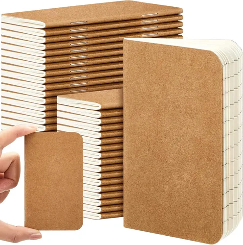 Vista 17 de Outus 36 piezas de mini cuadernos de bolsillo 2.5" x 4" de papel kraft, bloc de notas mini, cubierta blanda en masa, cuaderno de notas de bolsillo