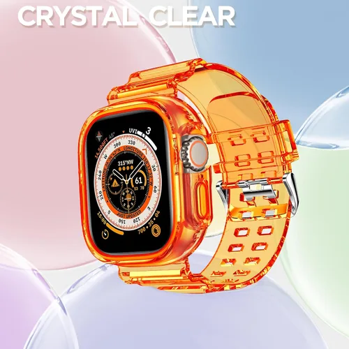 Vista 117 de DABAOZA - Correa transparente compatible con Apple Watch con estuche protector, correa deportiva de TPU con brillo para mujeres y hombres