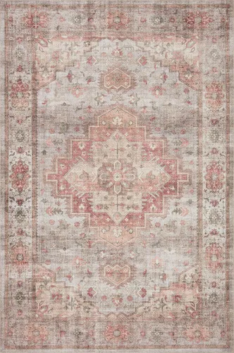 Vista 4 de Loloi Heidi Collection HEI-03 - Alfombra decorativa de mezclilla y rubor de 2 pies 3 pulgadas x 3 pies 9 pulgadas