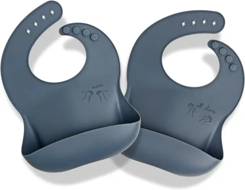 Vista 11 de APLAINR Babero de lenguaje de señas para bebé, baberos de silicona para bebés, gráficos ASL, atrapador de alimentos, ajustable, impermeable, suave