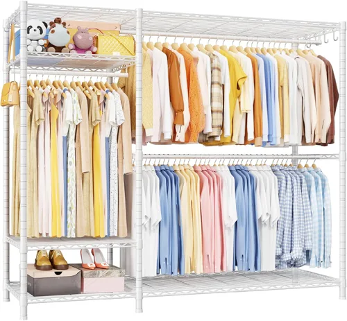 Vista 8 de Ulif F7 Plus - Perchero de ropa resistente, perchero para colgar ropa, 6 niveles, estante de almacenamiento portátil independiente de 68 pulgadas