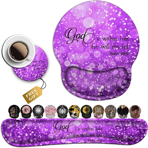 Vista 19 de Alfombrilla de mouse ergonómica con gel de soporte para muñeca, cómoda alfombrilla de mouse inalámbrica, alfombrilla de mouse para aliviar el dolor