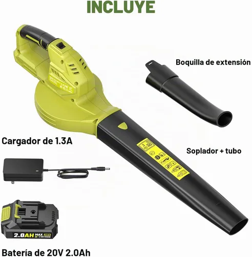 Vista 6 de SEYVUM Soplador de hojas inalámbrico de 20 V con batería de 2.0 Ah, 350 CFM Verde lima