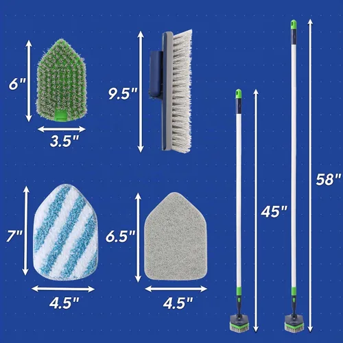 Vista 7 de BOOMJOY Cepillo de limpieza de ducha 4 en 1, juego de limpiador extensible de 58 pulgadas para bañera y azulejos, cepillo de lechada con mango