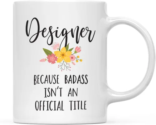 Vista 52 de Andaz Press Taza de café de 11 onzas, regalo de broma, tía porque Badass no es un título oficial, gráfico floral, 1 paquete