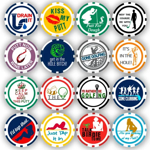 Vista 9 de DA VINCI Colección de fichas de póquer con marcador de pelotas de golf, fichas de 0.41 oz