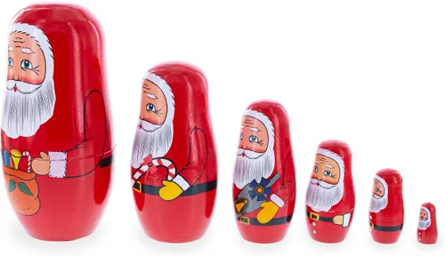 Vista 4 de BestPysanky Juego de 6 muñecas anidables de madera de Papá Noel de 5.5 pulgadas