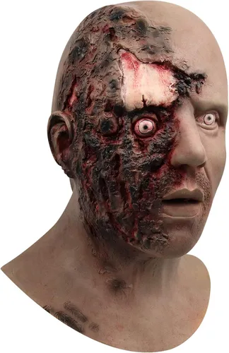 Vista 2 de Máscara de zombi aterradora de látex espeluznante para Halloween, disfraz de terror sangriento para adultos, accesorios de decoración de Halloween