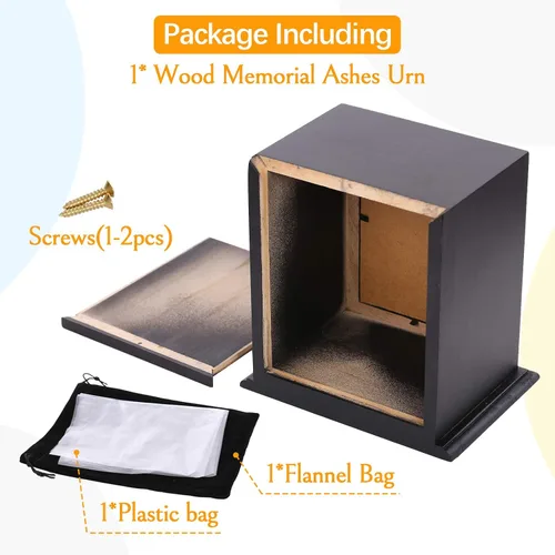 Vista 4 de Urna conmemorativa de madera para cenizas, marco de fotos, caja de recuerdo para gatos y perros, suministros de ataúdes funerarios, urnas