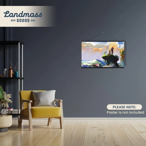 Vista 7 de Landmass Marco magnético para póster de 24" de ancho, marco colgante de madera para impresiones, fotos, imágenes, obras de arte y mapas para rayar