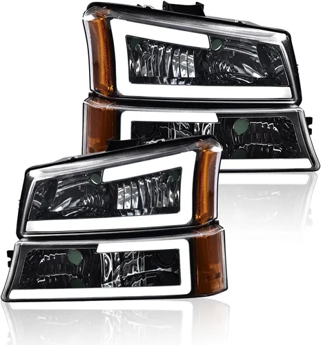 Vista 13 de PIT66 Conjunto de faros LED, compatible con Chevy Silverado 1500 2500 3500 HD modelo 2003-2006 / Avalanche 03-06 1500 2500 (solo apto sin (C LED)