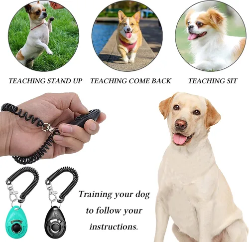 Vista 5 de STMK Bolsa de golosinas para perros, kit de entrenamiento de clicker para perros, bolsa de entrenamiento para perros para entrenamiento, 3 formas