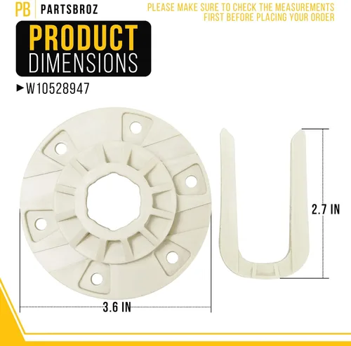 Vista 2 de PartsBroz W10528947 Kit de buje de accionamiento de arandela W10396887 para Whirlpool MVWC565FW1 MVWC565FW2 WTW5000DW3 MVWX655DW1 WTW5000DW1