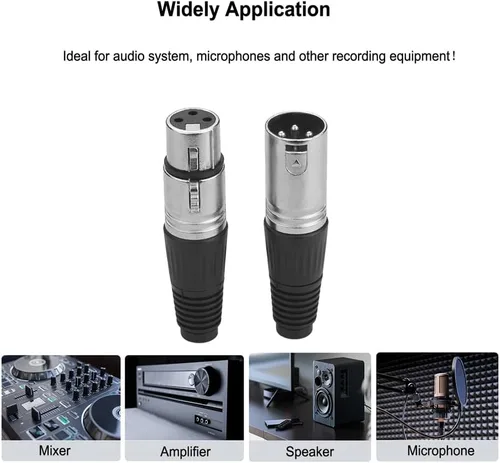 Vista 5 de 2 machos + 2 hembras 3 pines XLR tipo soldadura micrófono línea conector conector micrófono audio socket (paquete de 4)