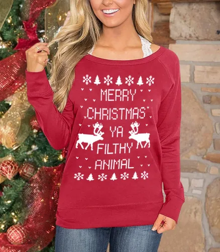 Vista 2 de Spadehill Sudadera de manga larga para mujer de Navidad
