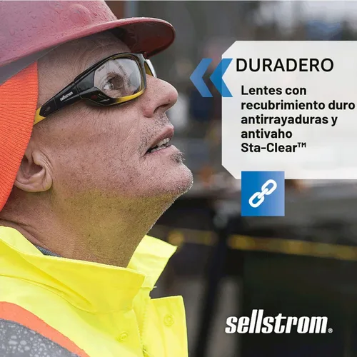 Vista 2 de Sellstrom SRX - Gafas de seguridad, gafas protectoras, antiniebla, lentes transparentes, patillas comoldeadas con revestimiento duro, S70000 Tinte