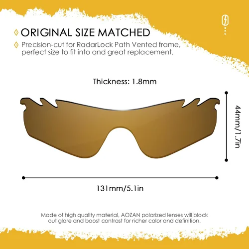 Vista 32 de Lentes de repuesto ANSI Z87.1 para gafas de sol Oakley RadarLock Path ventiladas - HI-DEF fotocromático