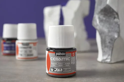 Vista 8 de Pebeo 025-010 Pintura de cerámica efecto esmalte, botella de 1.5 fl oz, color blanco, 1.5 fl oz (paquete de 1)