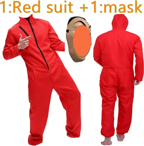 Vista 3 de Disfraz unisex rojo para fiesta de Halloween bata unisex para fiesta de Halloween fiesta de Halloween grupo para parejas cosplay conjunto completo