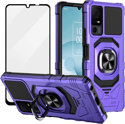 Vista 8 de Ailiber Funda con soporte magnético para Lively Smart 4/TCL 40 XL/40T Soporte de anillo y protector de pantalla y negro