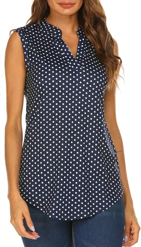 Vista 4 de Halife - Blusa larga sin mangas con estampado floral para mujer, con cuello en V