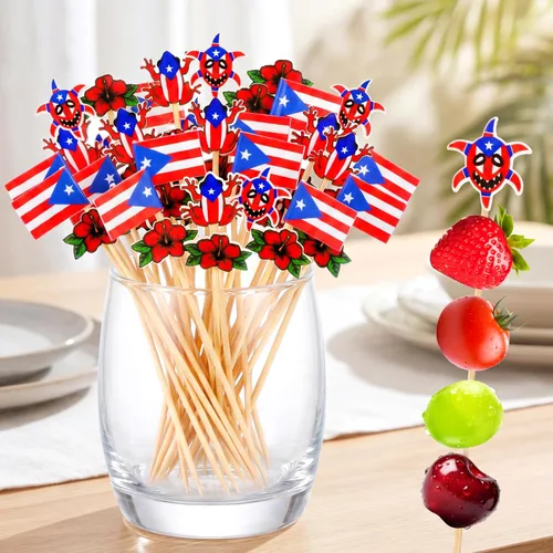 Vista 11 de Tioncy 100 unidades de palillos de cóctel con diseño de oso, palillos de dientes de oso de 4.7 pulgadas para aperitivos, pinchos de bambú