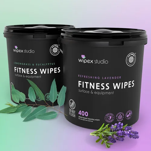 Vista 7 de Wipex Paquete de toallitas de fitness para equipos: obtén 2 cubos (1) lavanda y (1) toallitas para equipos de fitness a base de plantas