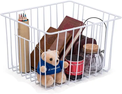 Vista 7 de SANNO Cestas para congelador, cestas de alambre de metal organizadoras de almacenamiento con asas para cocina, dormitorio, armarios, despensa, baño