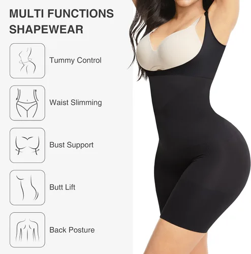 Vista 4 de FeelinGirl Faja moldeadora para mujer, con control de abdomen, sin costuras, con entrepierna abierta